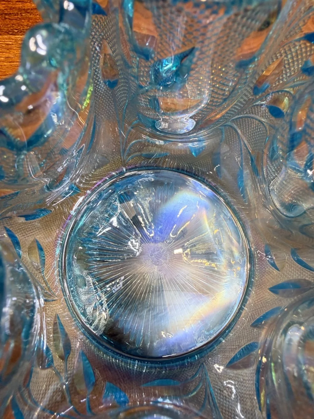 1980s WESTMORELAND Blue Iridescent Vase